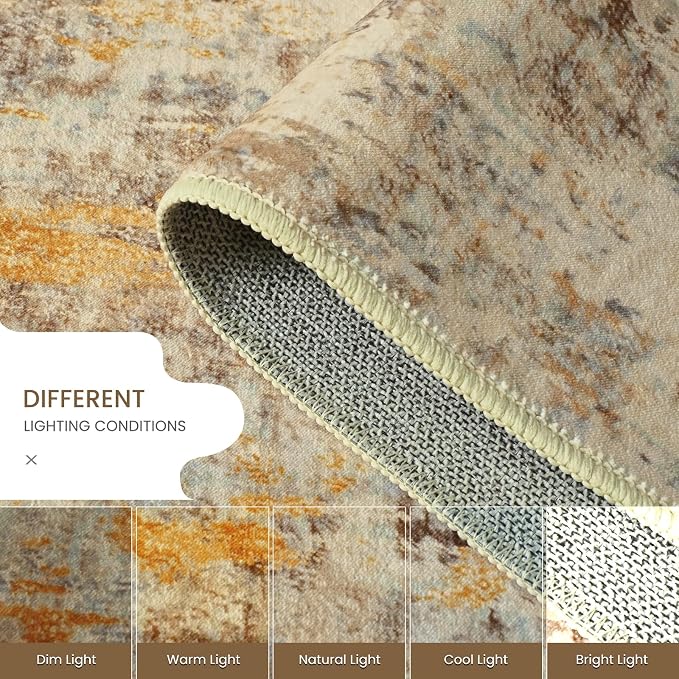 2x6 Beige Rug Runners for Hallways Kitchen Runner Rug Non Slip Washable Tan - Image 7
