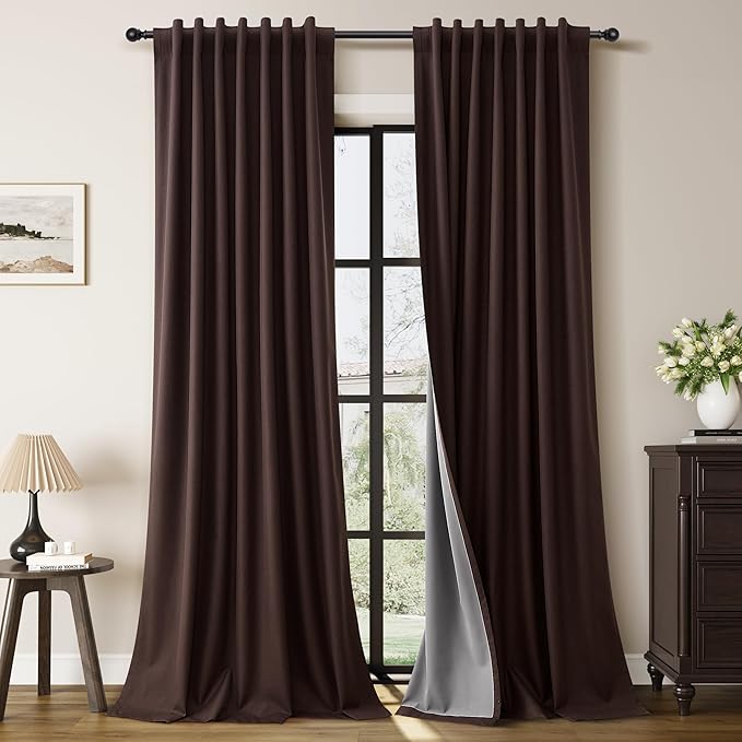Coffee Linen 100% Blackout Curtains by Guken