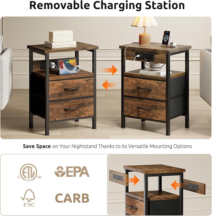 Lazzanto Night Stand with Charger Station - Image 4