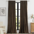 PRIMROSE Brown Polyester Velvet Curtains 102 inch Long by PRIMROSE