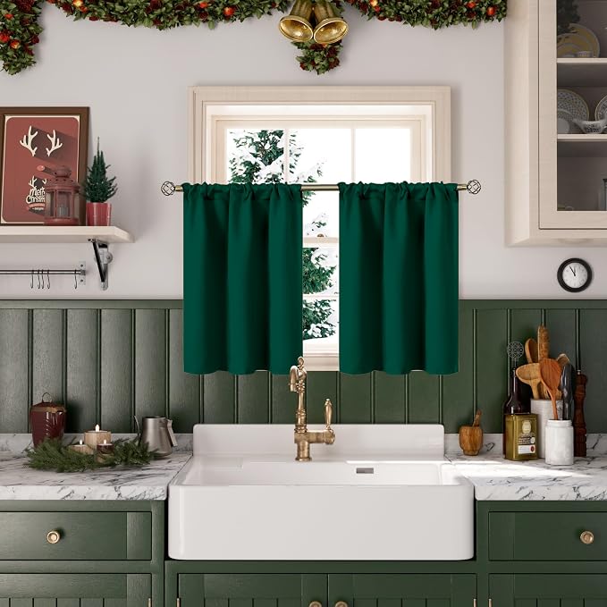 BGment Emerald Green Blackout Curtains 36 Inch Length - Image 2