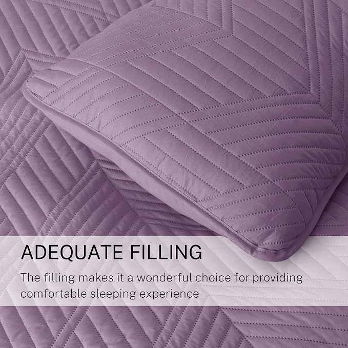 Exclusivo Mezcla Ultrasonic Twin Quilt Bedding Set, Dusty Lavender | - Image 6