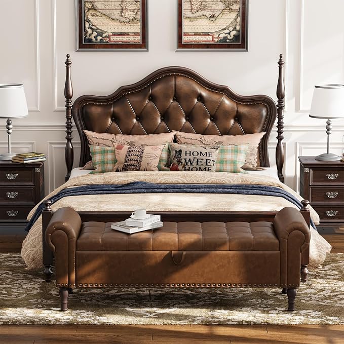 Apicizon 60” Bench with Storage, Upholstered Tufted Button Bedroom Bench with - Image 3