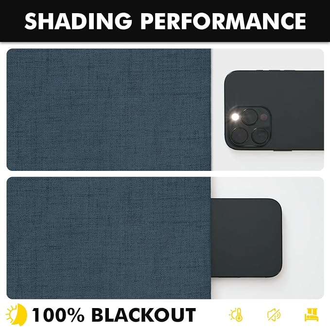 MIULEE 100% Blackout Linen Curtains 42 x 90 Inch Navy Blue 2 Panels | Thermal - Image 7
