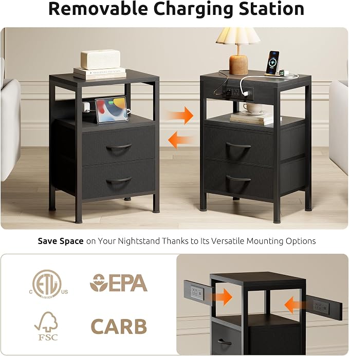 Lazzanto Night Stand with Charger Station - Image 3