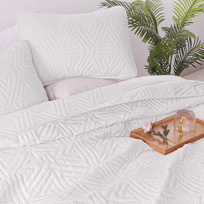 Whale Flotilla Soft Geometric Twin Quilt Set - Image 4