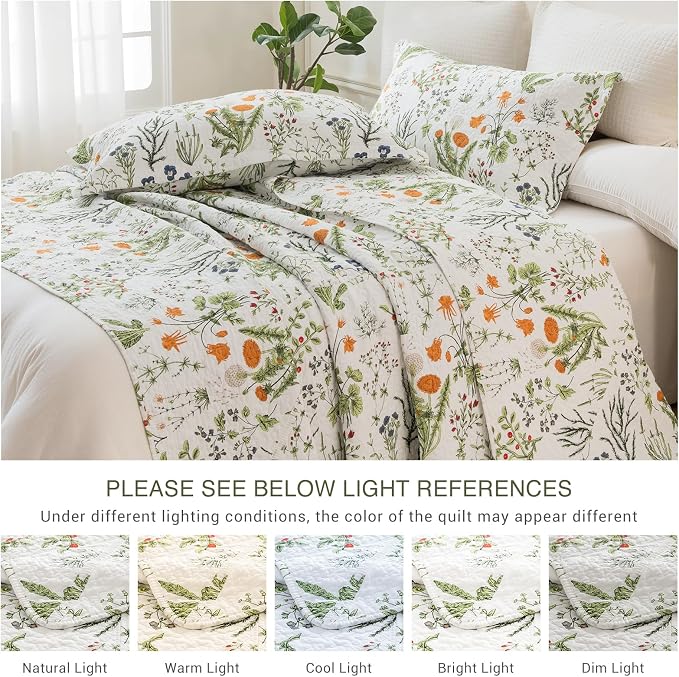 QSH Oversized King Quilt Bedding Set, 100% Cotton Floral Bedspread Set - Image 8