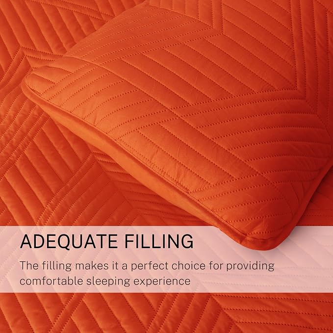 Exclusivo Mezcla California King Quilt Bedding Set, Burnt Orange | Lightweight - Image 6
