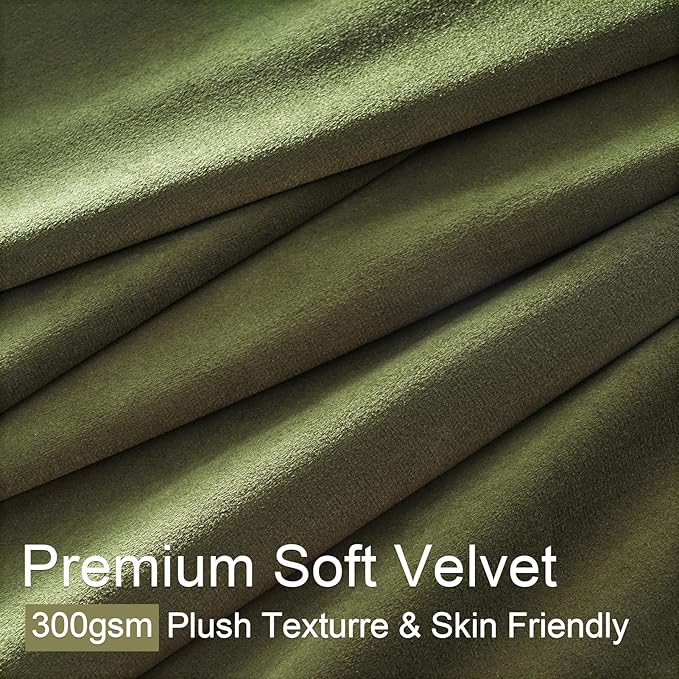 108 inches Long Green Velvet Room Darkrning Curtains - Image 3