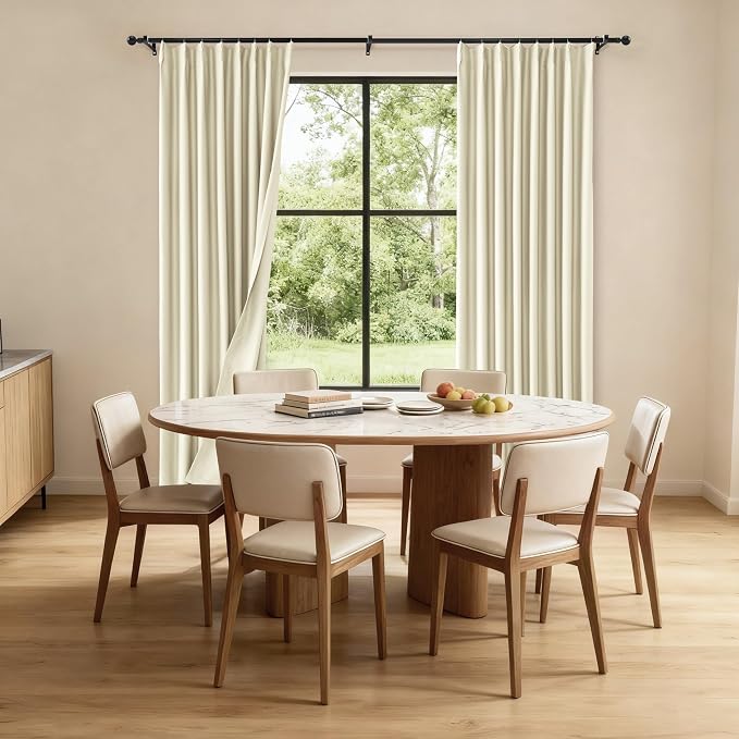 Etherealveil Beige Pinch Pleated Blackout Curtains 2 Panels 52"x102" | Back Tabs - Image 2