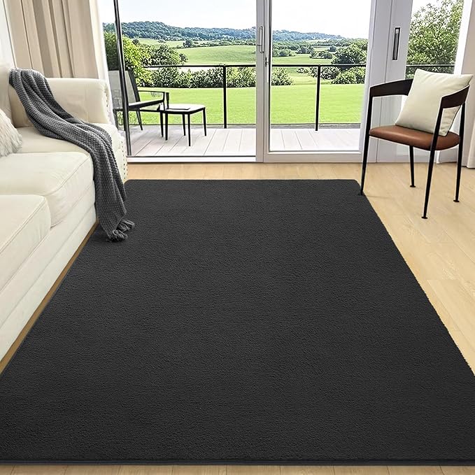 6x9 Area Rugs for Living Room Non Slip Dorm Bedroom Rug, Dark Grey | Modern - Image 2