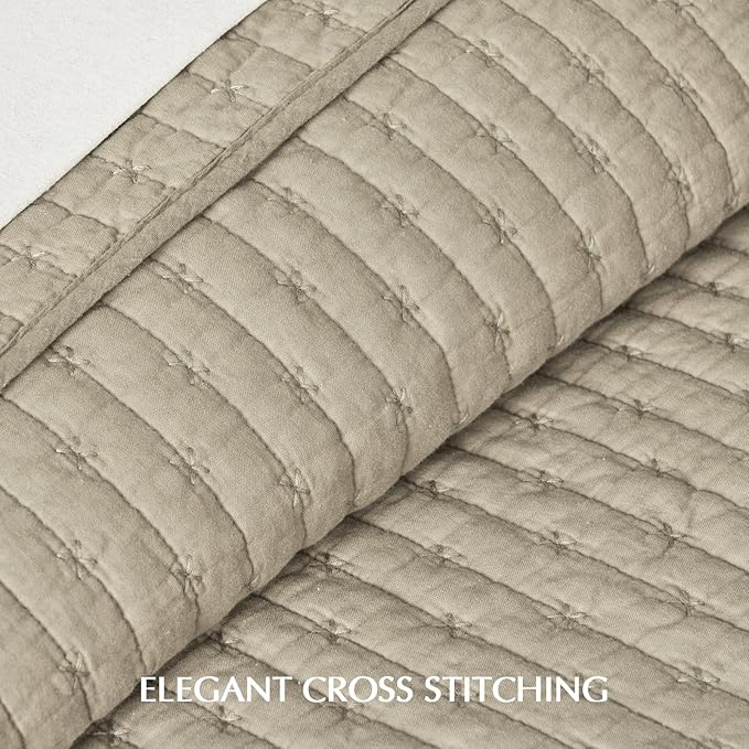 100% Cotton Cross Stitch 3-Piece Quilt Set, Driftwood | Cross Stitch Cotton - Image 3