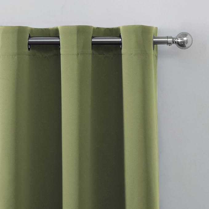 Olive Green Thermal Blackout Curtains/38 x 63 Inch/Set of 2 Panels Room - Image 7