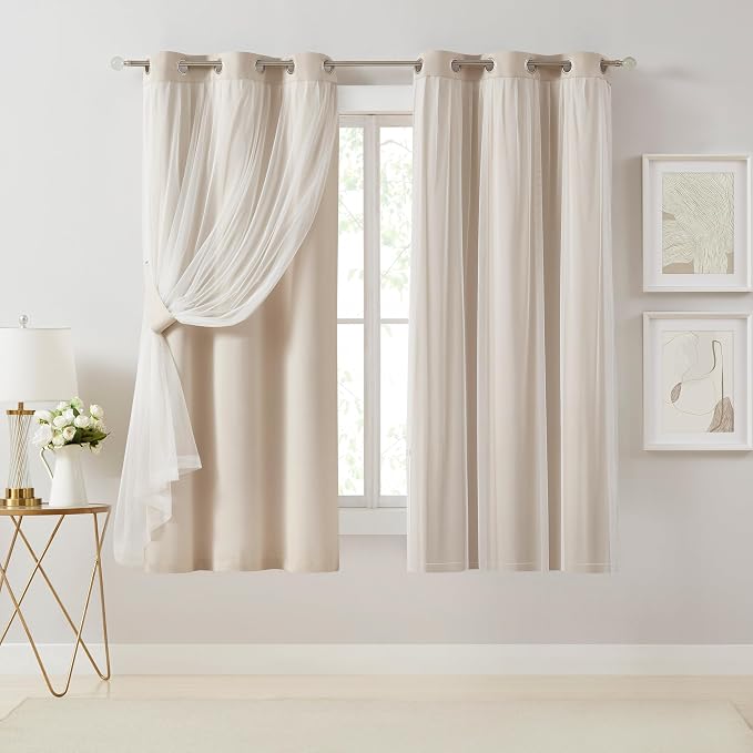 Bujasso Beige 80% Blackout Curtains by Bujasso