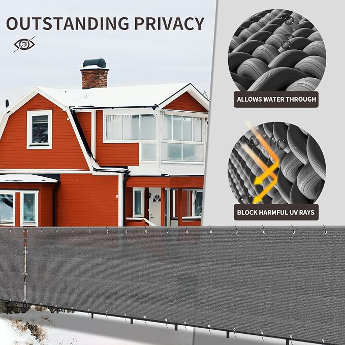 LOVE STORY Custom Size 3'x39' Balcony Privacy Screen Cover, Dark Grey | HDPE - Image 4