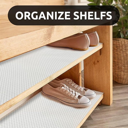 RAY STAR 12X120 Inch Shelf Liner for Kitchen Cabinets, Non-Adhesive Cabinet Liner Washable, PVC Drawer Liner for Dresser Non-Slip Bathroom (White Circle)(4 Roll)