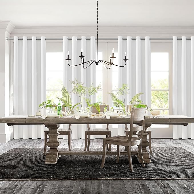 ChrisDowa 100% Blackout Pure White Solid Curtains 108 Inches Long 2 Panels for Bedroom Living Room,Farmhouse Room Darkening Thermal Insulated Soundproof Grommet Top Window Treatment Drapes,52x108