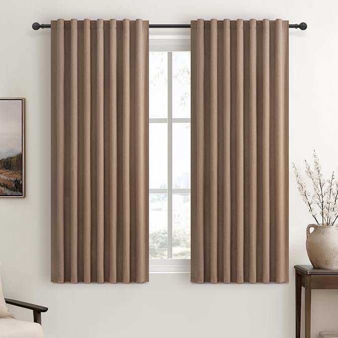 Rust Brown Short Small Window Room Darkening Curtains 54 Inches Long by QJMYDECO