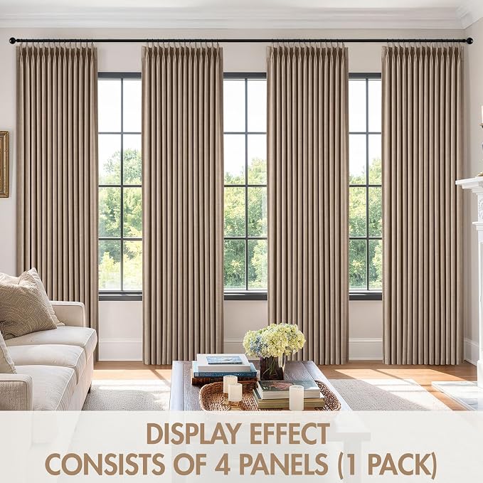 MIULEE Pinch Pleated 100% Blackout Curtains 40"x108" Long Linen 4 Panel Set | - Image 7