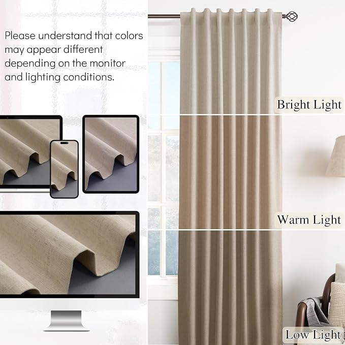 100% Blackout Linen Curtains 90 Inches Long - Image 7