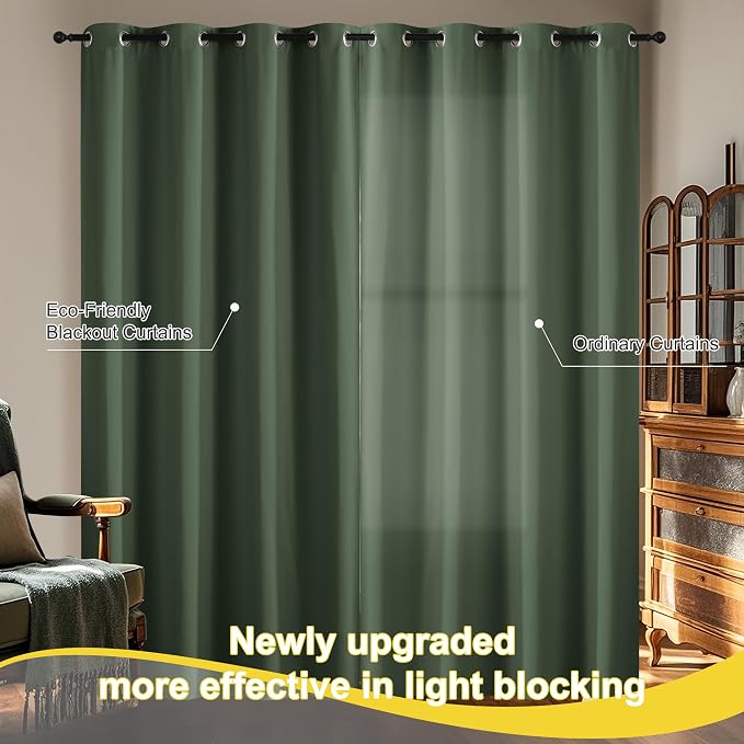 NICETOWN Greyish Green Blackout Curtains - Image 6