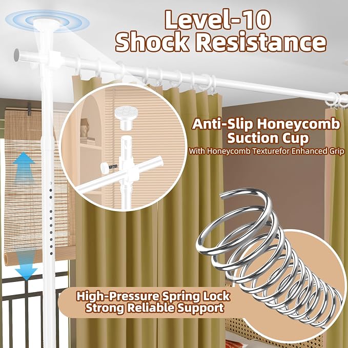Room Divider, Tension Curtain Rod No Drilling, 4-10ft 28-70inch Wall Divider - Image 3