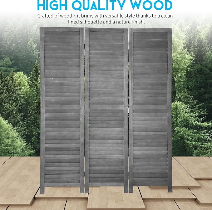 BLKMTY Room Divider 3 Panel Privacy Screen Folding Screen Tall Wood Dividers - Image 2