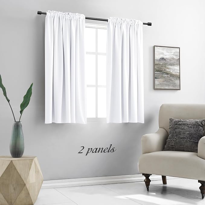 48 Inches Long Pure White Half Blackout Curtains - Image 5