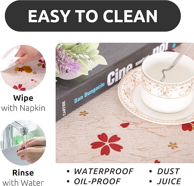 RAY STAR 12X120 Inch Shelf Liner for Kitchen Cabinets, Non-Adhesive Cabinet Liner Washable, PVC Drawer Liner for Dresser Non-Slip Bathroom (Red Floral)(3 Roll)