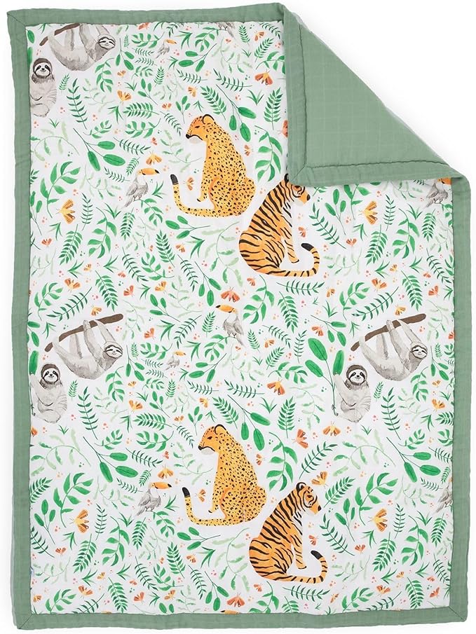 Little Unicorn Toddler Bedding 3-Piece Set | Super Soft & Breathable Muslin Fabric | for Convertible Cribs & Toddler Beds (Mighty Jungle)