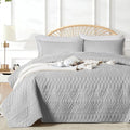 akkialla Full/Queen Size Quilt Bedding Set, Light Grey Lightweight Microfiber by akkialla