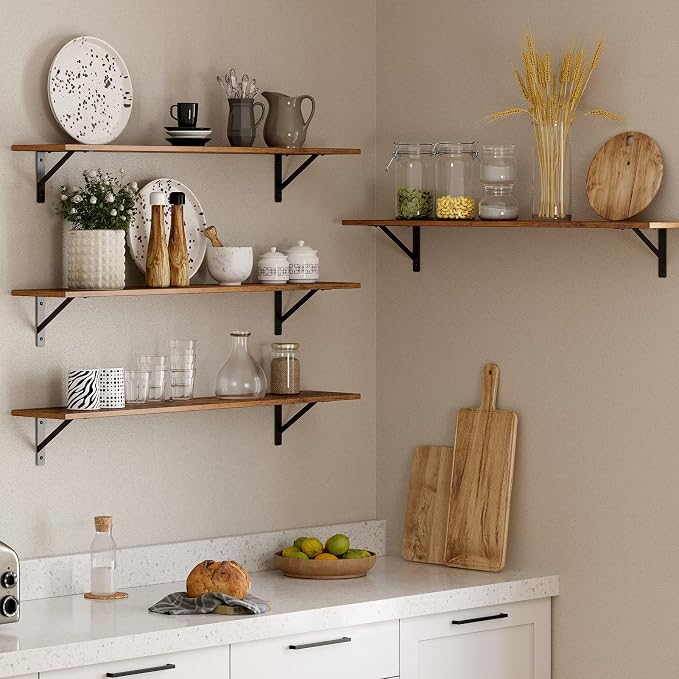Long Wall Shelves, 39.4Inch Wooden Wall Mounted Shelves, Easy Assembly - Image 2