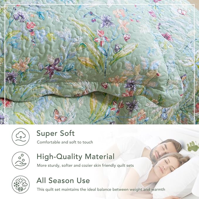 Lady Ann Floral Cal King Quilt Set - Image 4