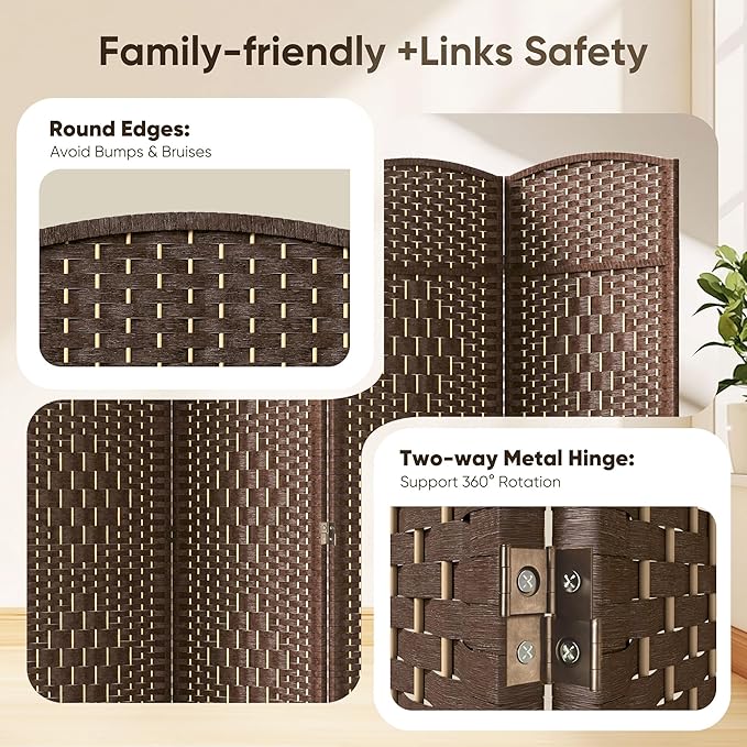 8 Panel Room Divider, Privacy Screen & Room Separation, Extra Wide | Paper - Image 6