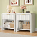 Decofy Fluted 1-Drawer Nightstand Set of 2 by Decofy