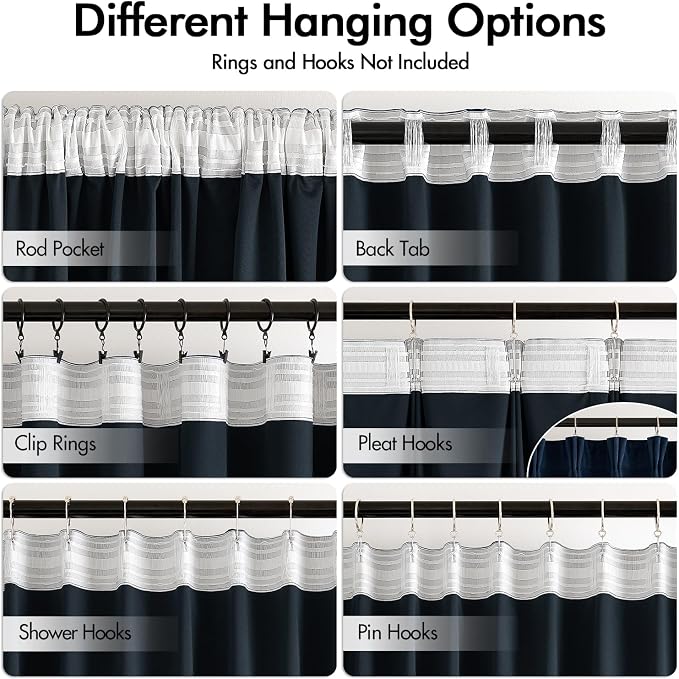 MIULEE Navy Blue Velvet Pinch Pleat Blackout Curtains W52 X L90 Inches | 2 - Image 2