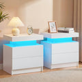 White Modern LED Nightstand Set of 2 by Unknown