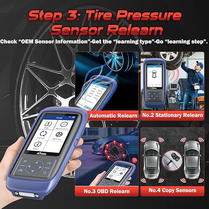 XTOOL TP150 TPMS Programming Tool, 2026 TPMS Relearn Tool, Activate/Relearn All Known TPMS Sensors, Program XTOOL TS100 Sensors (315/ 433MHz), TPMS Reset/Diagnosis