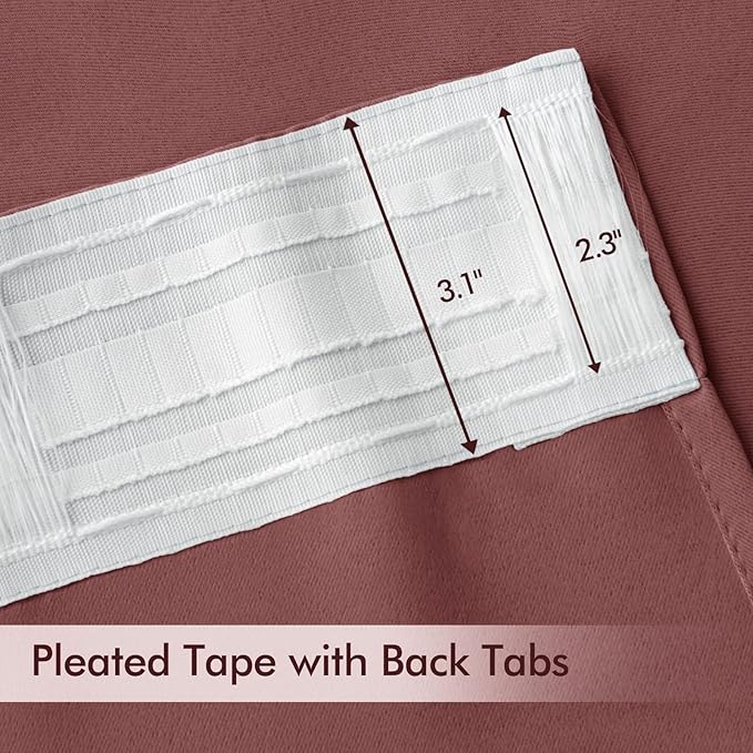 MIULEE Dusty Rose Back Tab Blackout Curtains 52x102 Inch Long 2 Panels Set | - Image 4