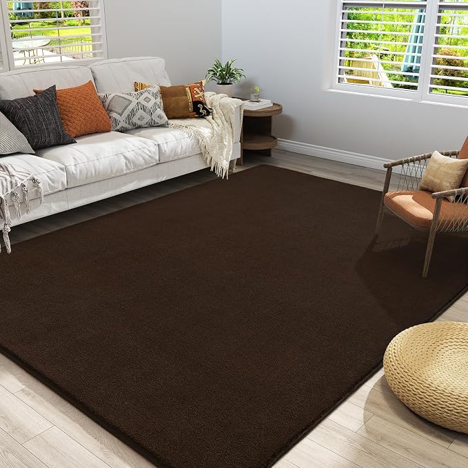 Modern Area Rugs for Bedroom Living Room, 4x6 Brown Memory Foam Rug | Thickened - Image 6