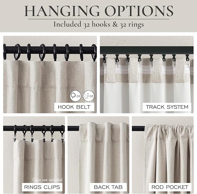 100% Blackout Curtains 80 Inch Length 2 Panels Set Farmhouse Style - Image 3