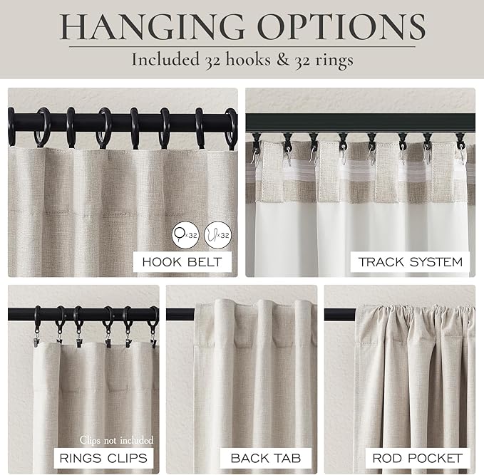 QJmydeco Black Out 98 Inch Long Boho Curtains 2 Panel Set, Farmhouse Curtains - Image 3
