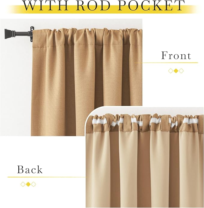NICETOWN Thick Faux Linen Room Darkening Curtains 90 inches Long, Pinch Pleated - Image 3