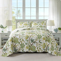 3-Piece Quilt Set Quilted Bedspread Cotton Coverlet Set Floral Oversized by Travan