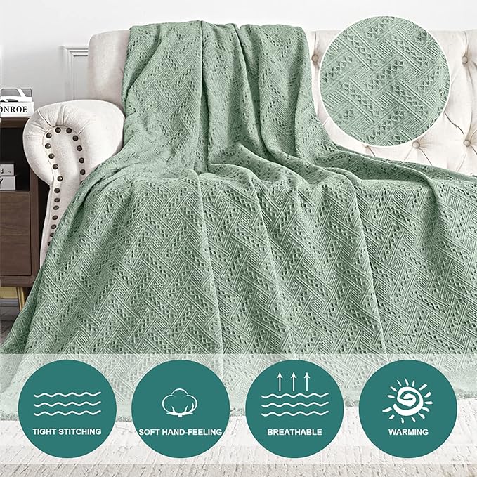 MYSKY HOME Sofa Covers for 2 Cushion Couch Geometrical Couch Cover Living Room Sofa Throws Sofa Slipcovers for Pets, Kids (X-Large, 71" x 118", Sage)