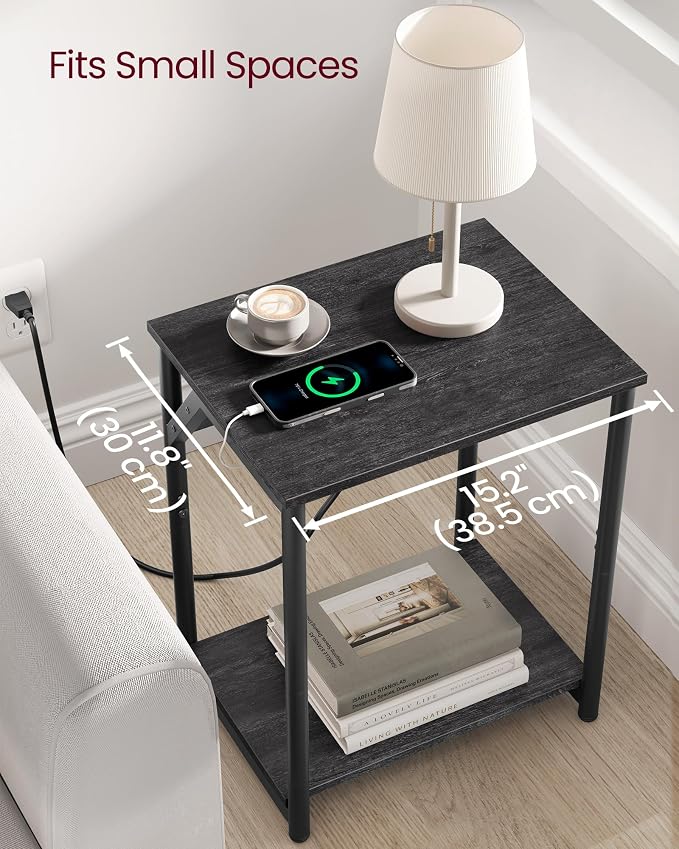 VASAGLE End Table with Charging Station, Small Side Tables - Image 6