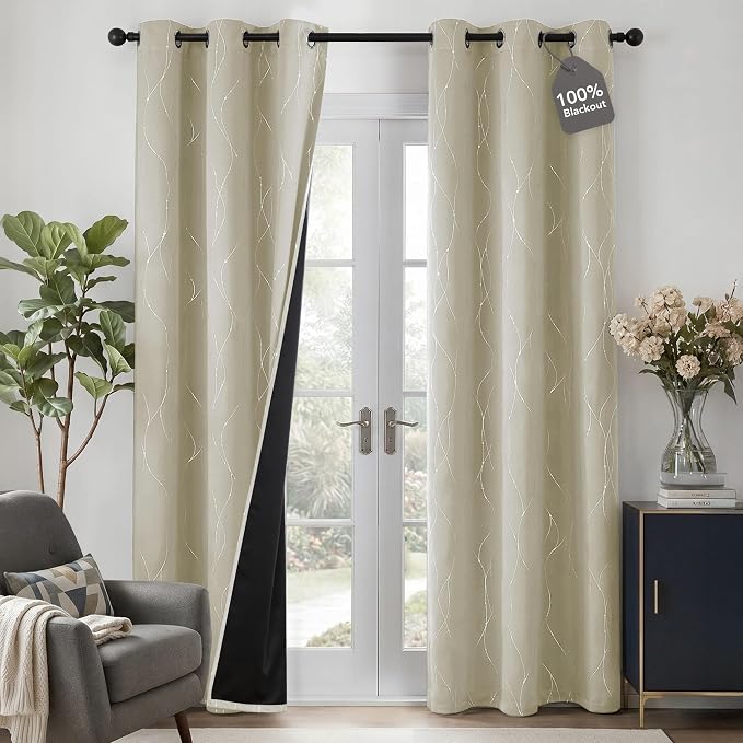 Deconovo 100% Blackout Living Room Curtains 84 Inches Long, Thermal Insulated by Deconovo