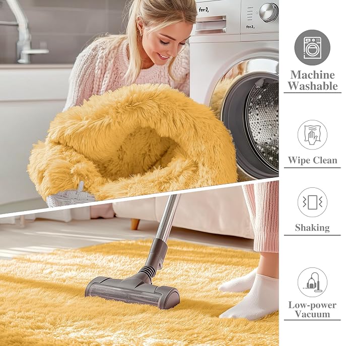 OLANLY 2x3 Machine Washable Small Bedside Rug, Soft Fluffy Shaggy Entryway - Image 2