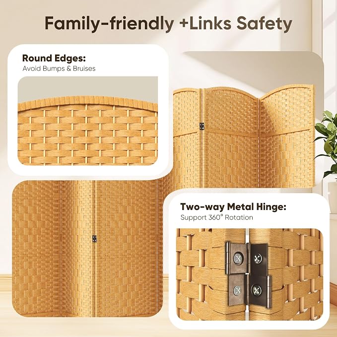 8 Panel Room Divider, Privacy Screen & Room Separation, Extra Wide | Paper - Image 6