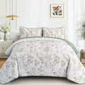 Anibedding Botanical Quilt Set Queen Size Sage Green Print Bedspreads | Green by Anibedding